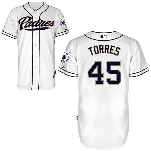 Alex Torres #45 MLB Jersey-San Diego Padres Men's Authentic Home White Cool Base Baseball Jersey